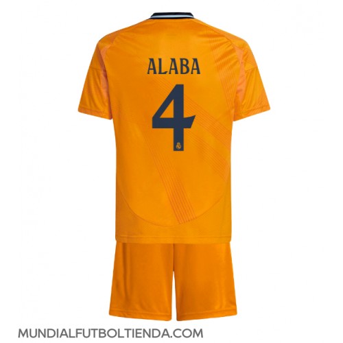 Camiseta Real Madrid David Alaba #4 Segunda Equipación Replica 2024-25 para niños mangas cortas (+ Pantalones cortos)